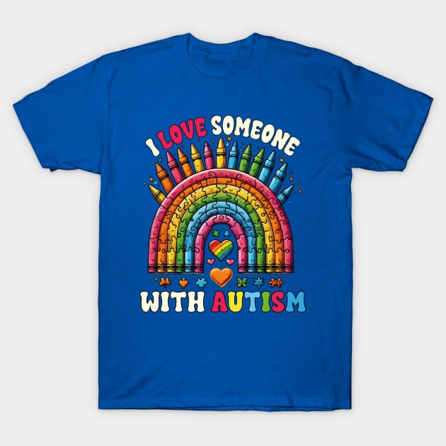 I Love Someone With Autism Awareness SPED Teacher ADHD Funny T-Shirt by JUST PINK